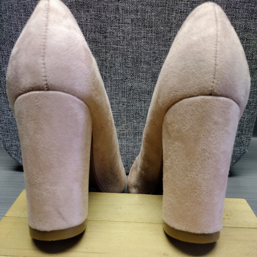 Lov ๐ Mark Dusty Rose Pink Suede Closed Toe Block Heel Dress Shoes 6 Pre-owned - Picture 7 of 13